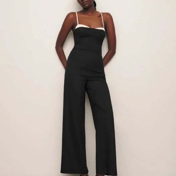 NEW Reformation Melanie Jumpsuit Black and White size 6 - Picture 2 of 9